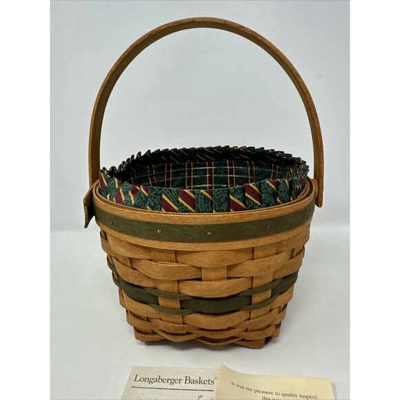 Longaberger Jingle Bell Basket Christmas Collection from 1994 with tie on - Picture 8 of 11